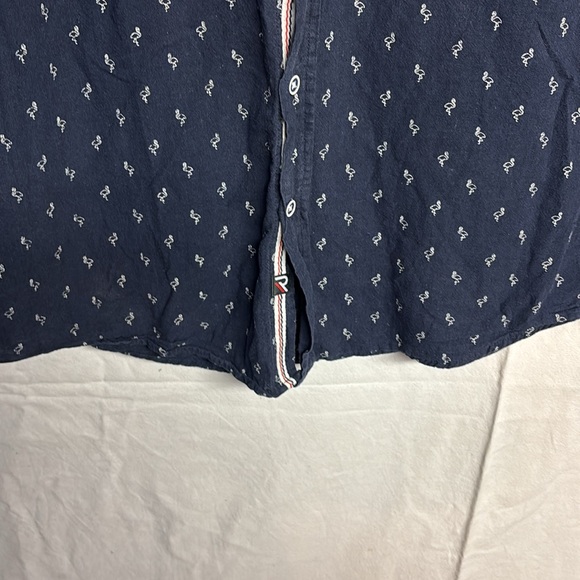 International Men’s Report Navy Linen Cotton Blend Button Front S/S Shirt Large - Picture 5 of 7